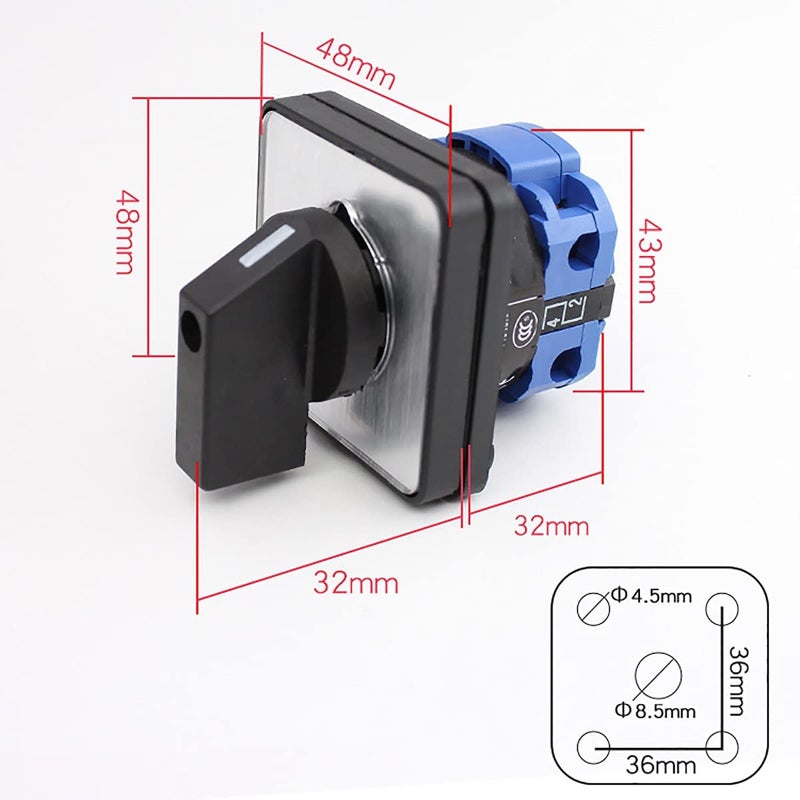 Boxonly Universal Changeover Selector Switch, Power Transfer Switch, 2 Positions 4 Terminals, LW26-20 C02/1 440V 20A Motor, Water Pump Generators, Rotary Cam Selector - Image 2